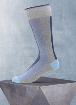 Vertical Color Block Stripe Sock in Light Grey