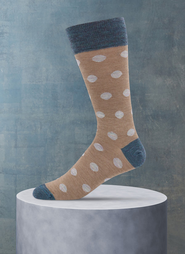 Merino Wool Large Dot Sock in Taupe