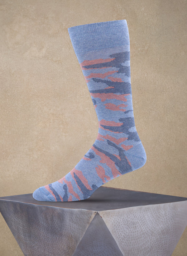 Mille Righe Camo Sock in Denim
