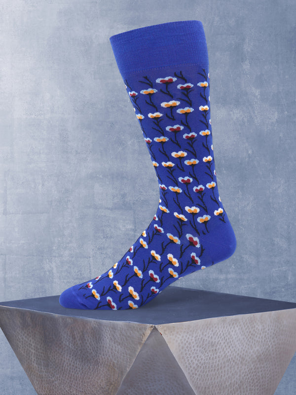 Floral Sock in Royal Blue