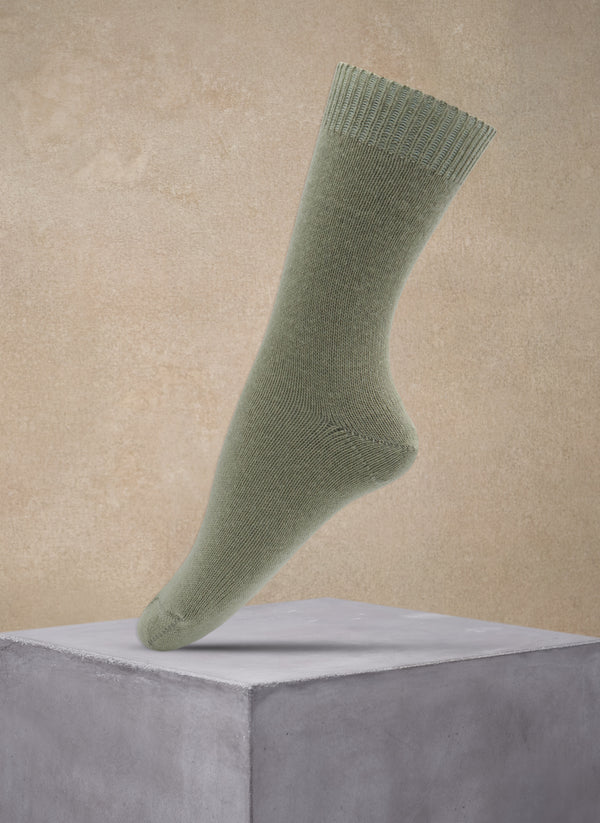 Women's Flat Knit Cashmere Blend Sock in Mint