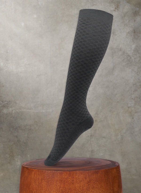 Women's Luxury Viscose Basket Weave Knee High Sock in Black