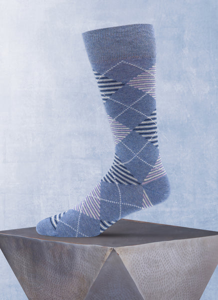 Mille Righe Paisley Sock in Light Grey and Purple main image 1
