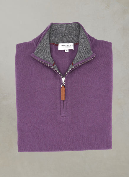 Men's Madison Quarter Zip Cashmere Sweater in Amethyst – Lorenzo Uomo