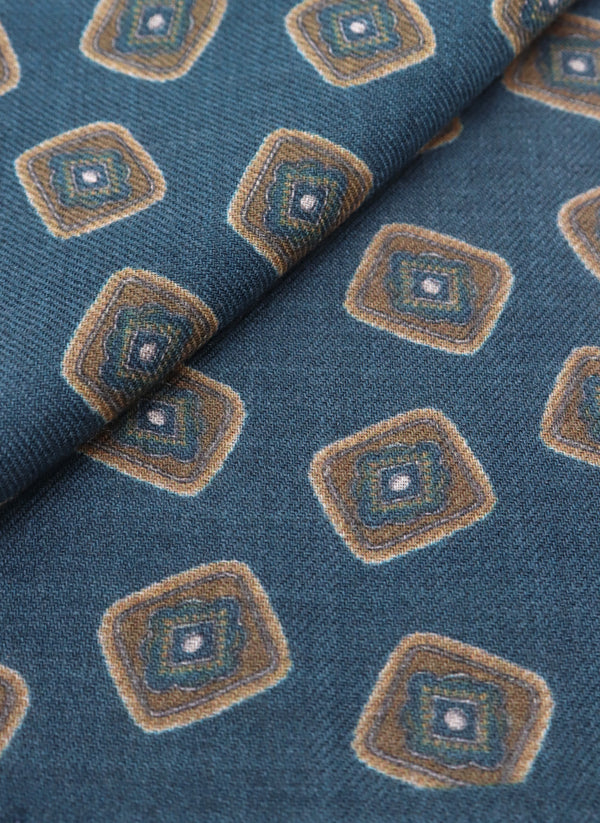 hand made Geometric Wool Pocket Square in Teal