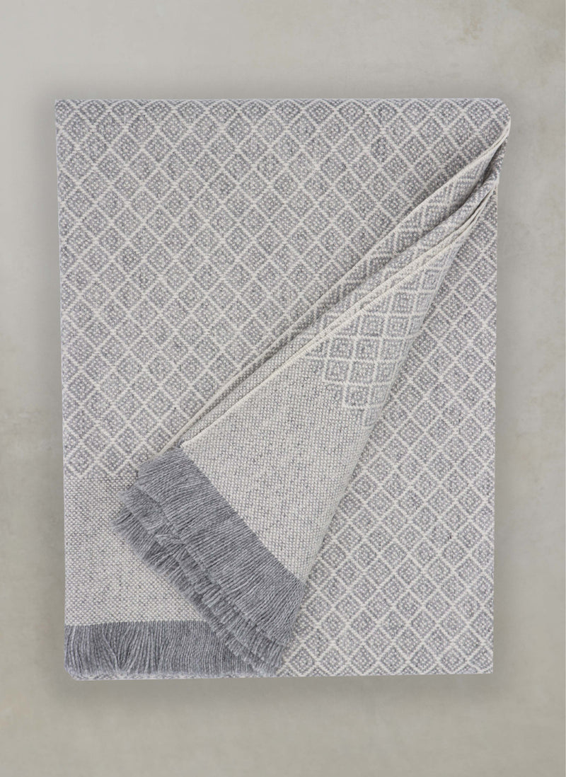 100% Cashmere Prato Throw with Fringe in Light Grey Flat Image