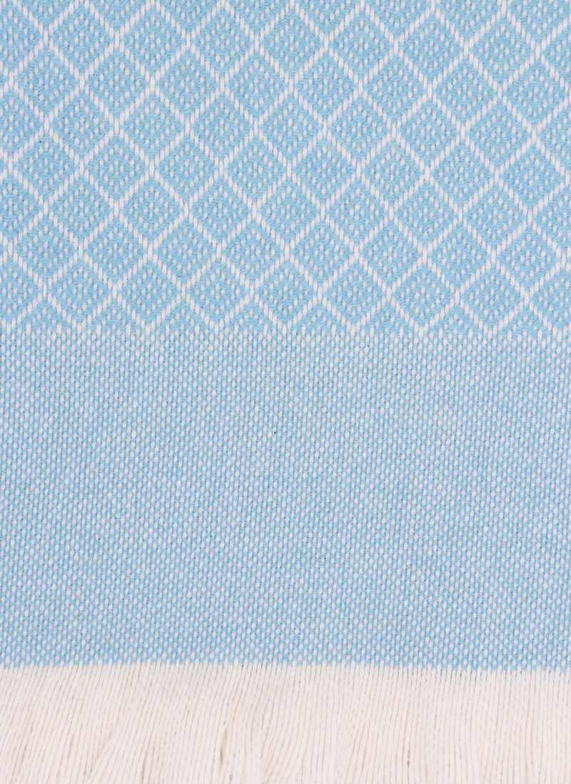 100% Cashmere Prato Throw with Fringe in Light Blue Detail