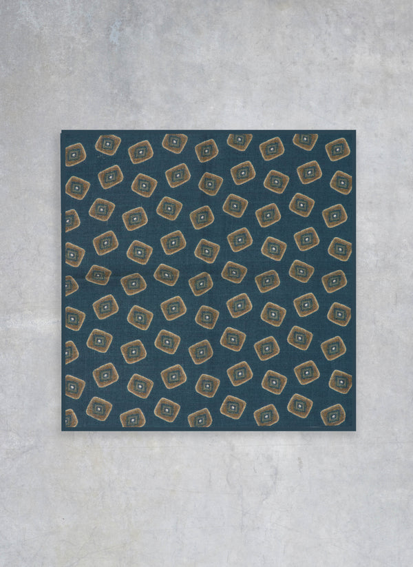hand made flat image of Geometric Wool Pocket Square in Teal