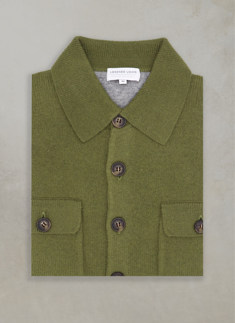 men's flat lay barn coat sweater in olive green