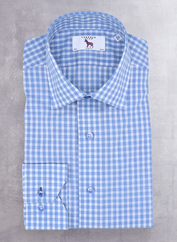 Alexander in Dusty Blue Check Shirt with Contrast button holes