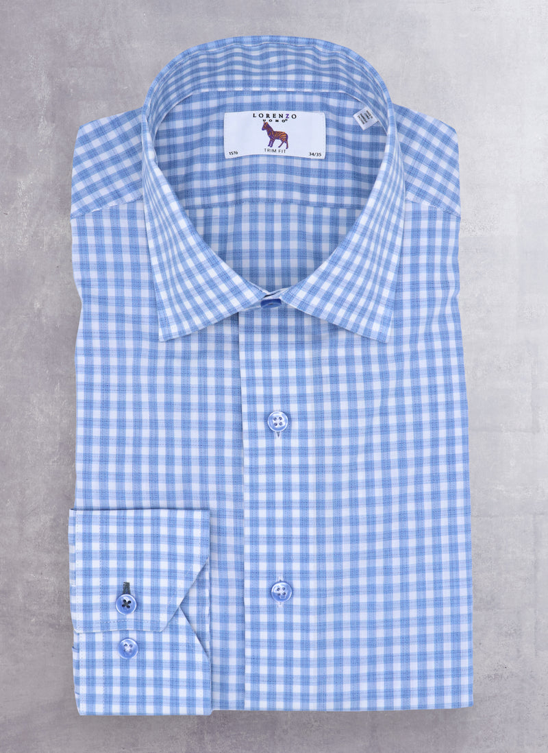 Alexander in Dusty Blue Check Shirt with Contrast button holes
