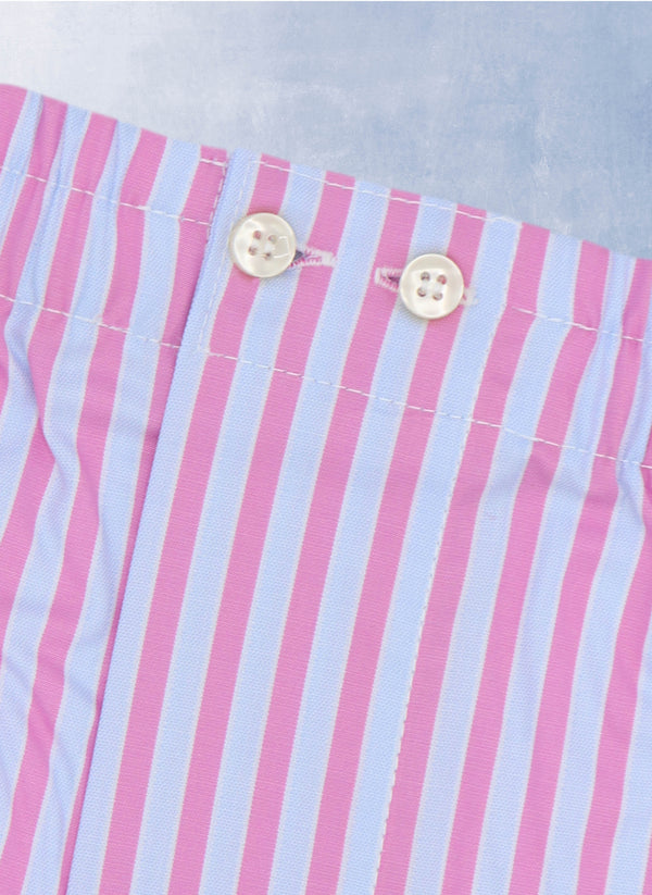 Boxer Short in French Rose and Azure Sky Stripe