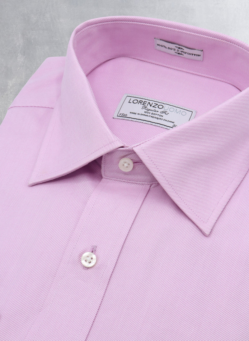 William Fullest Fit Shirt in Solid Lavender Twill Collar with White Buttons