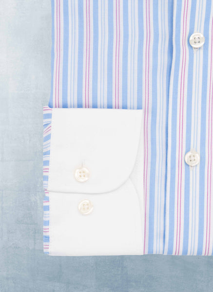 red white and blue dress shirt William in Stripe in Collar & Cuff mens high class Straight yoke on back Long Summer Dresses for Size:3-3/4