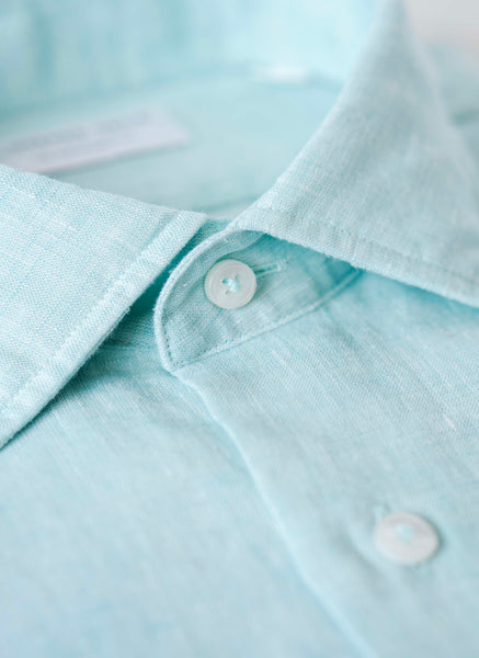 Alexander in Seafoam Linen Shirt, 17 32/33