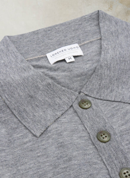 Men's Carrara Long Sleeve Cashmere Polo Shirt in Charcoal
