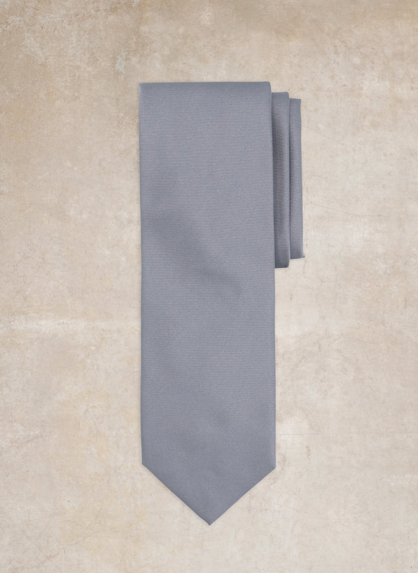 Men's hand-made Italian Silk Tie in Silver Reps