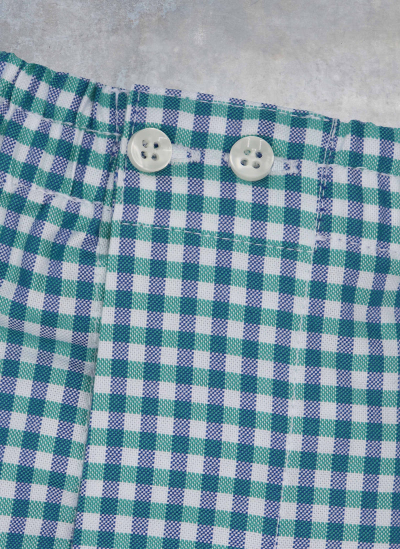 Boxer Short in Green and Blue Small Plaid