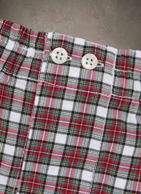 Boxer Short in Red, White and Green Plaid Holiday