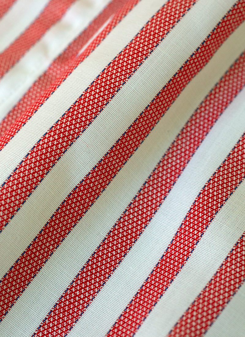 Boxer Short in Red and White Textured Stripes fabric