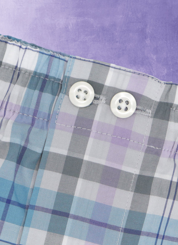 Boxer Short in Grey, Teal and Purple Washed Gingham