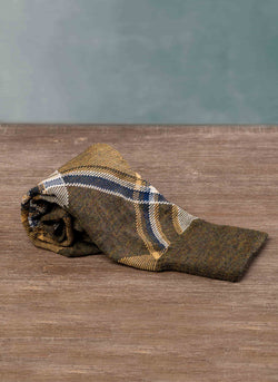 Rolled Merino Wool Plaid Sock in Olive