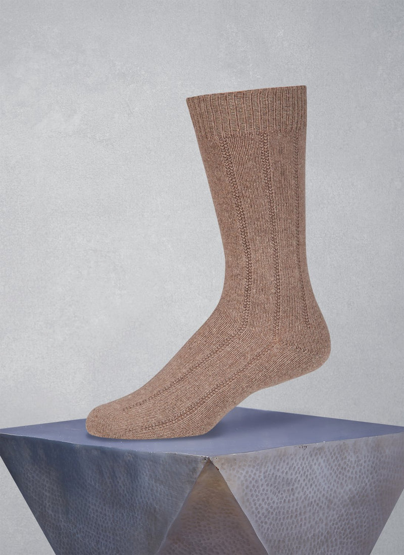 75% Cashmere Rib Sock in Heather Taupe