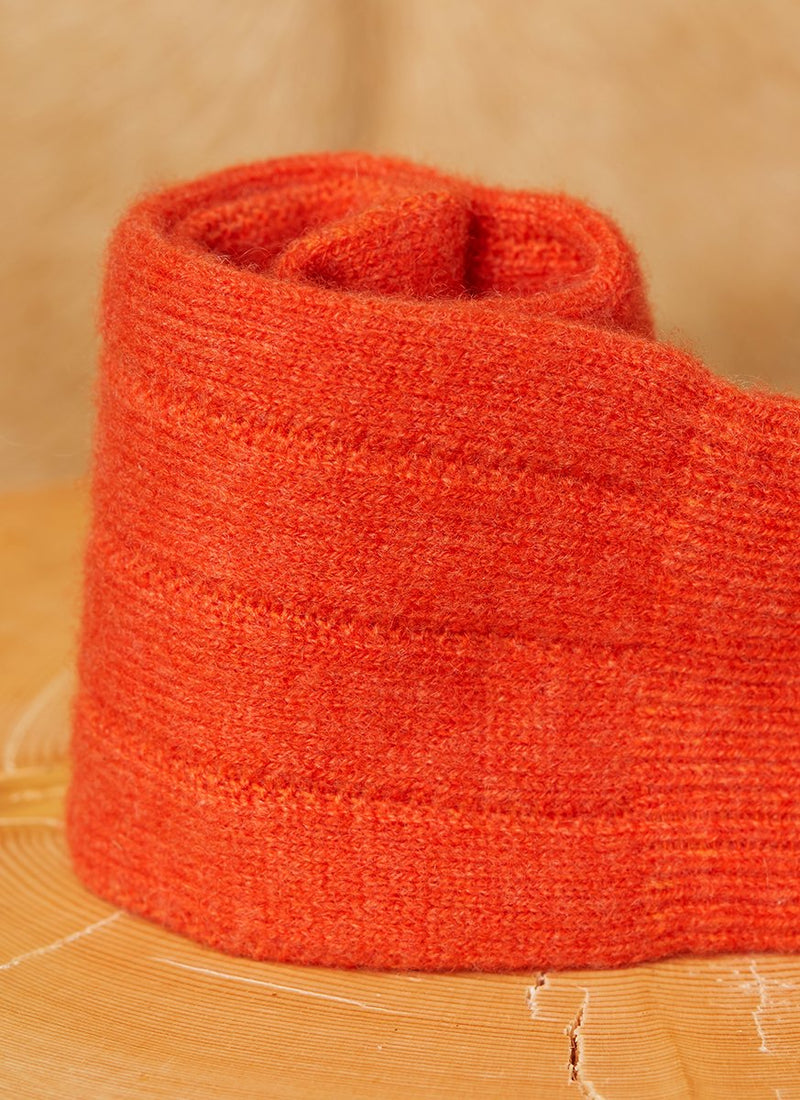 75% Cashmere Rib Sock in Garnet Orange