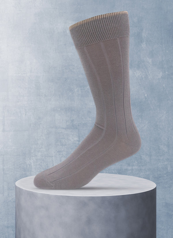 Solid Wide Rib Sock in Grey with taupe tipping