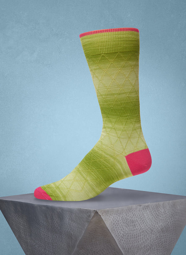 Space Dyed Diamond Sock in Lime