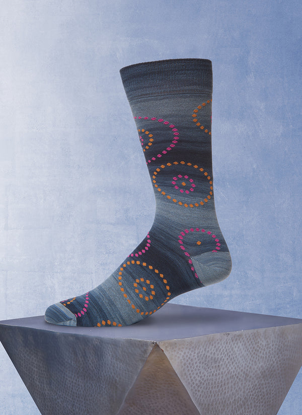 Space Dyed Circle Dot Sock in Grey