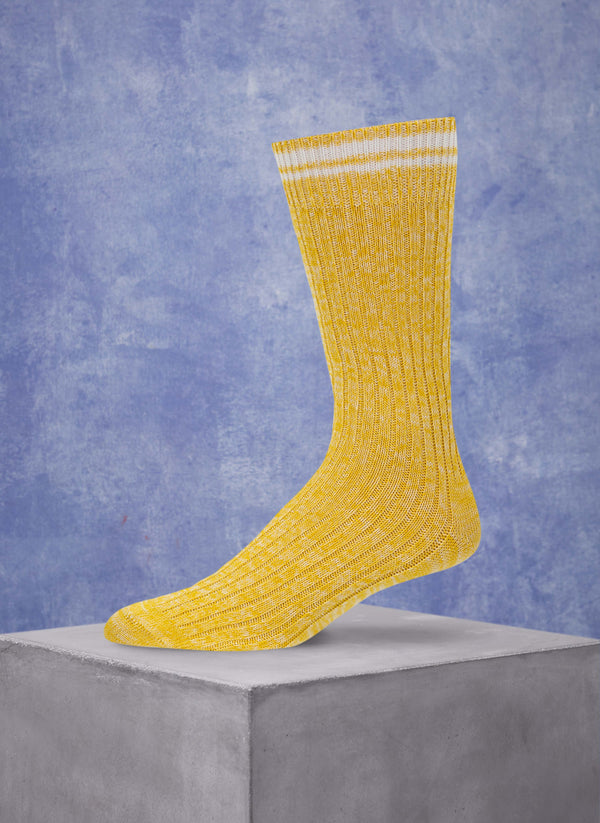 Twisted Solid Cotton Sock in Yellow