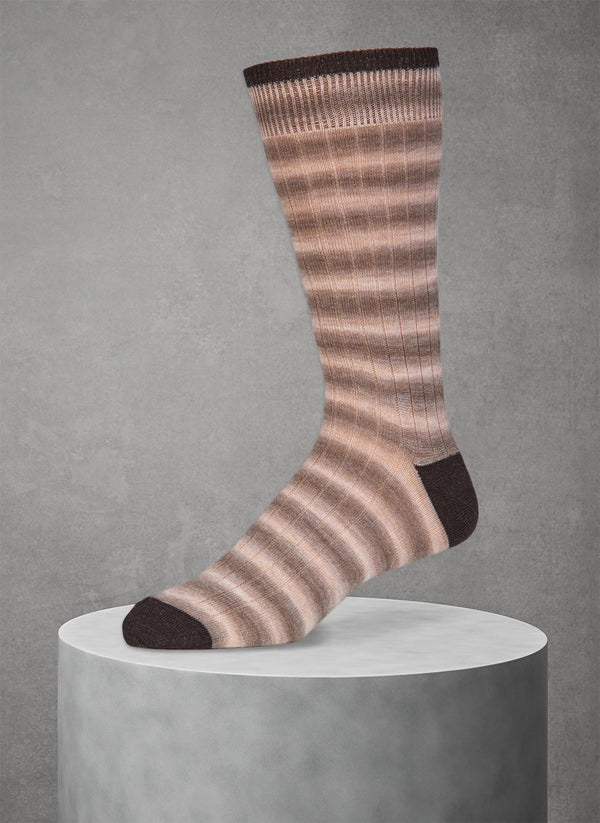 Merino Wool Rugby Spacedye Sock in Taupe