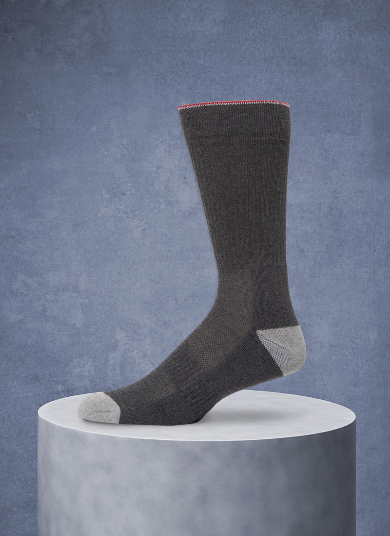 3-Pack Organic Cotton Fashion Mid-Calf Sport Socks in Grey Stripe