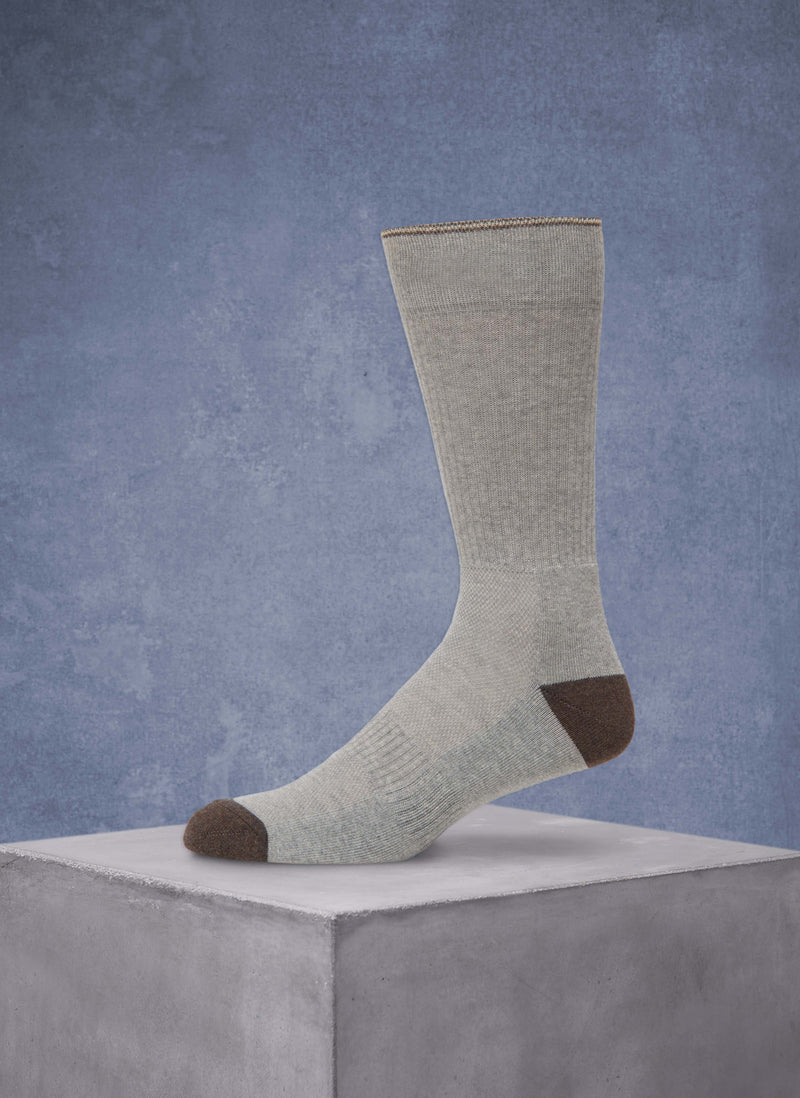 3-Pack Organic Cotton Fashion Mid-Calf Sport Socks in Taupe