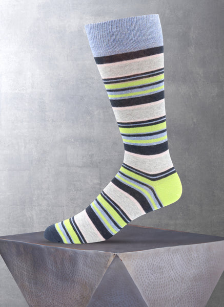 striped wool dress socks Multi Stripe Pop Stripes Sock in Navy