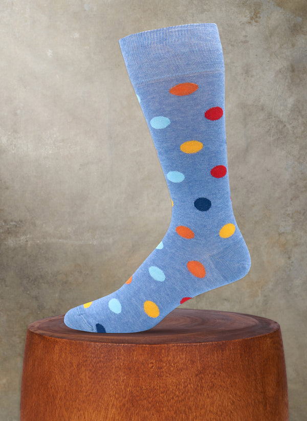 Large Multi Dot Sock in Denim Mélange