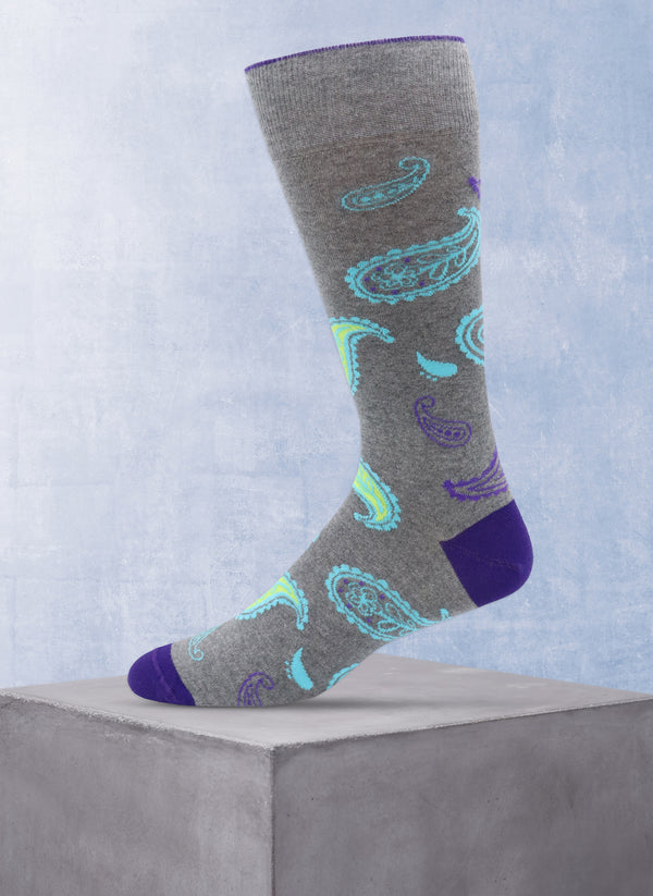 Large Paisley Sock in Grey