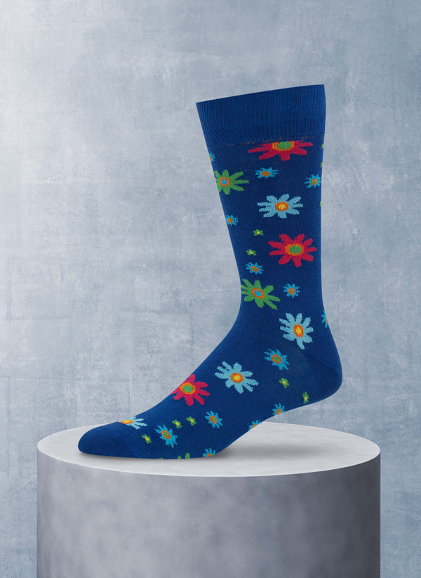 Flower Power Sock in Royal Blue