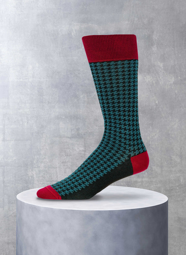 Houndstooth Sock in Teal 