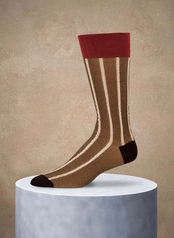Textured Vertical Stripe Sock in Brown