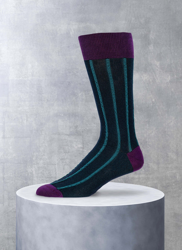 Textured Vertical Stripe Sock in Dark Purple