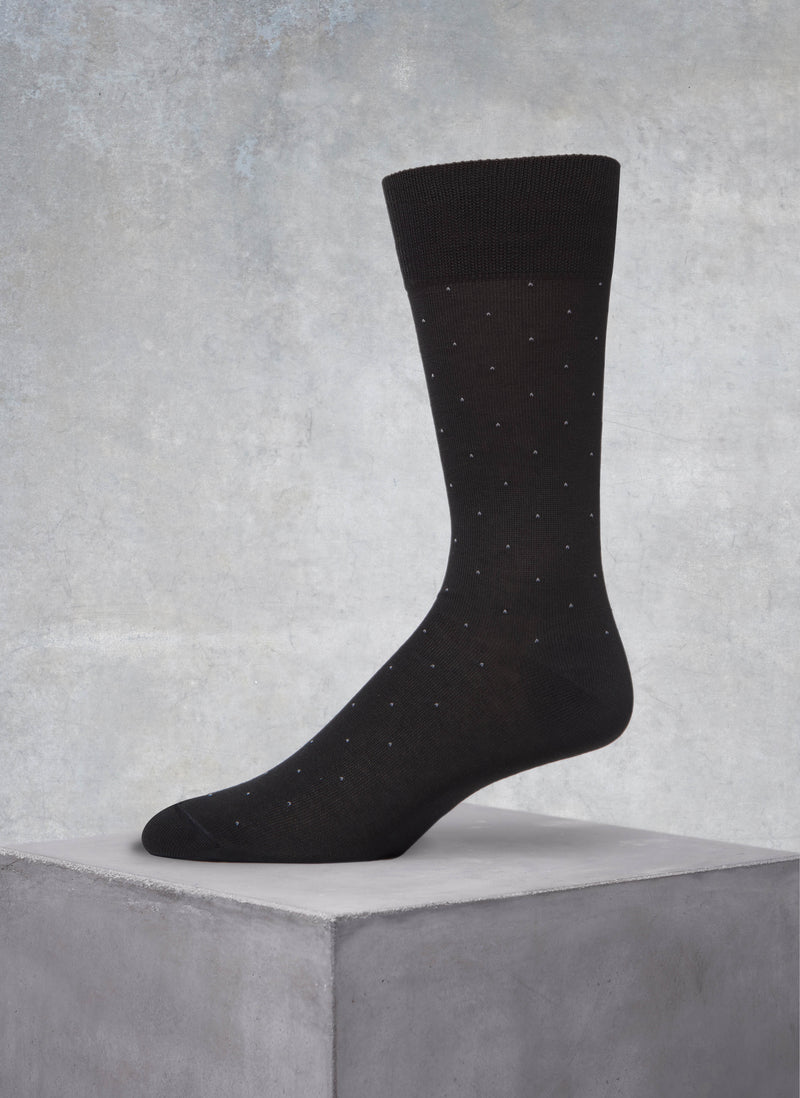 Mercerized Cotton Micro Pindot Sock in Charcoal