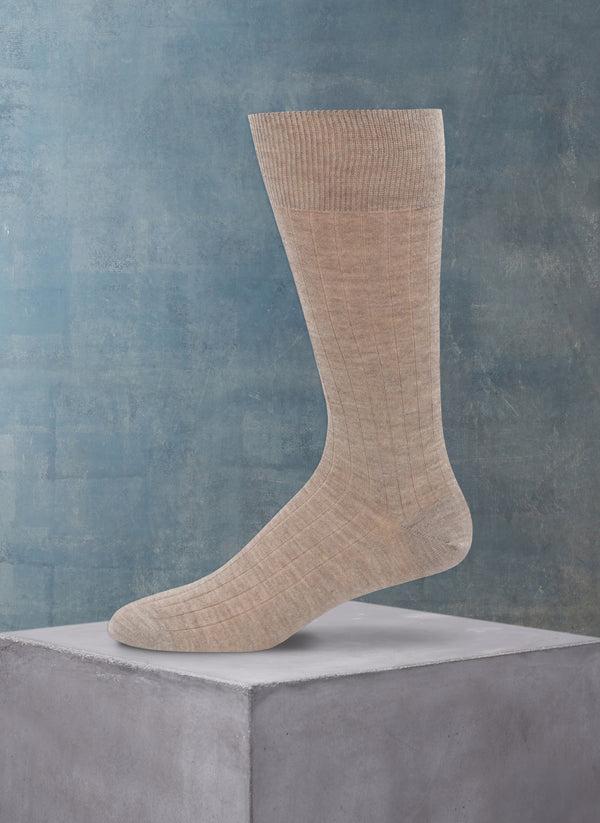 100% Cashmere Crew Sock in Heather Taupe