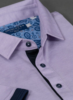 Polo Shirt in Solid Lavender Collar