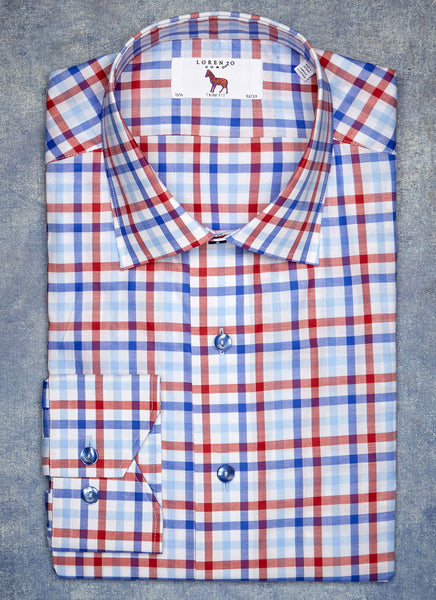 William in Blue & Red Plaid Dress Shirt – Lorenzo Uomo