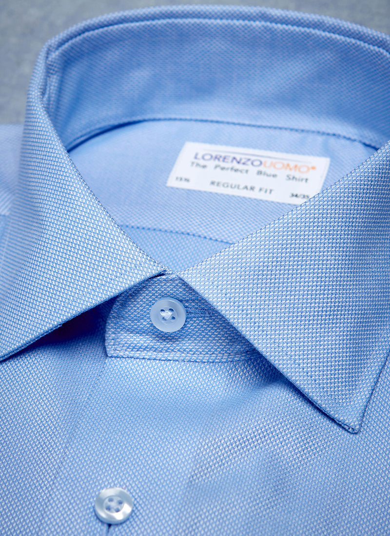 collar detail of The Perfect White Shirt® in Blue-William Fullest Fit