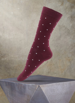 Women's Dot Sock in Burgundy