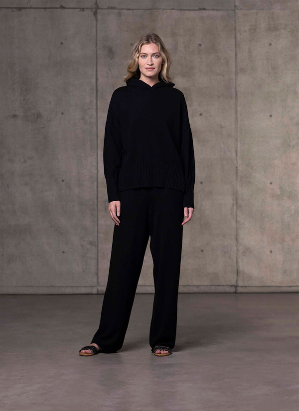 Women's Siena Full Leg Cashmere Pants and Cashmere Hoodie in Black