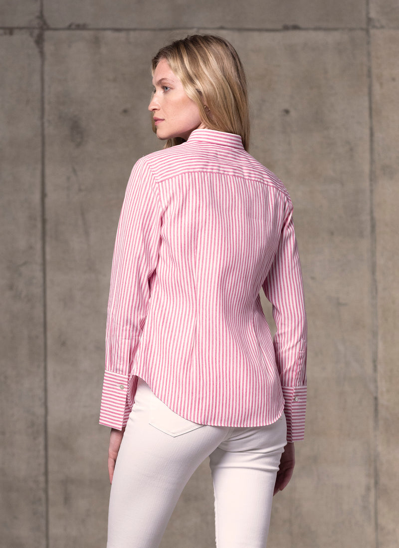 Women's Modern Fit Dress Shirt in Raspberry Stripe XL Women's Modern Fit Dress Shirt in Raspberry Stripe XL